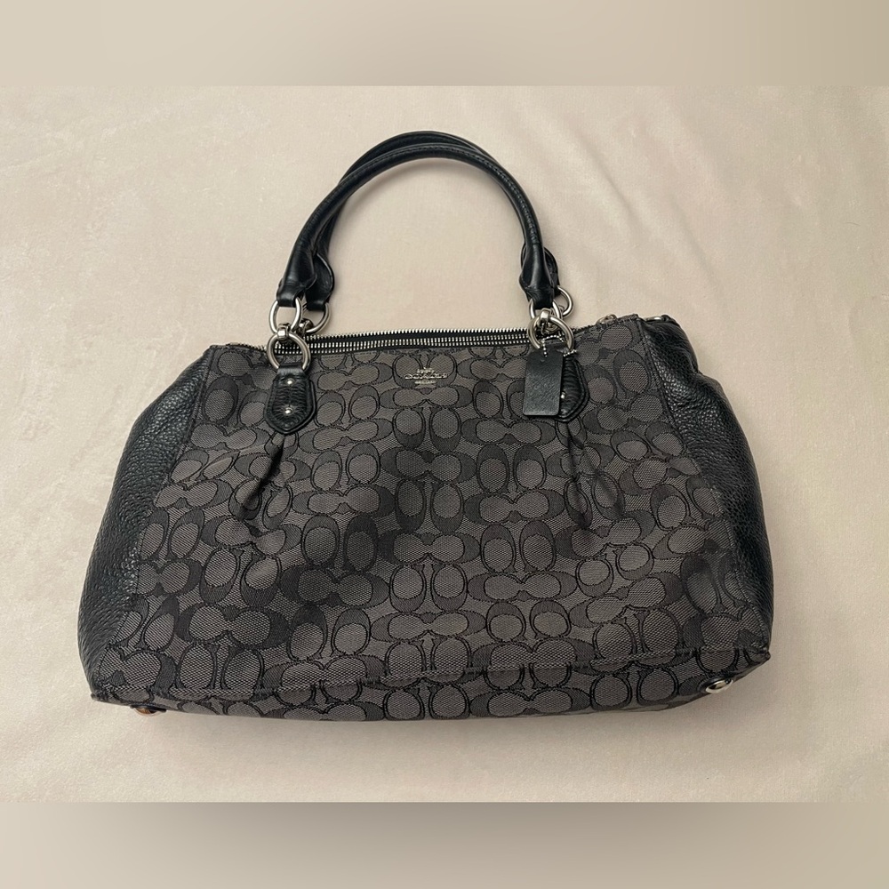 Coach Black and Gray Signature Satchel